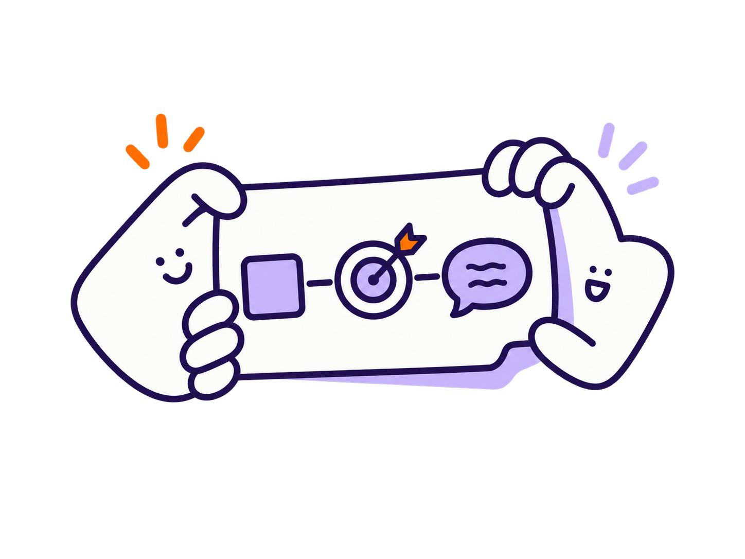 Two friendly hand characters hold the same simple plan together
